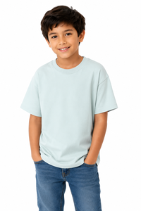 T-shirt uni vert menthe pour enfants, en coton doux, à manches courtes, tee-shirt décontracté pour garçons et filles, haut d'été unisexe, t-shirt basique léger pour enfants - Product Image 1
