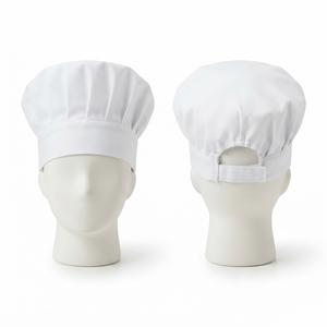 Chapeau de chef blanc en sergé de coton polyester 200 GSM de qualité supérieure, couronne plissée, dos réglable, logo personnalisé - Product Image 4