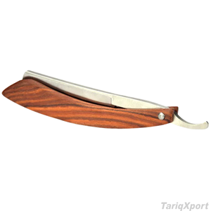 Professional Solid Stainless Steel Shaving <b>Razor</b> Custom Logo Barber Cut Throat Wooden Handle <b>Single</b> <b>Blade</b> Non-Disposable for Men - Product Image 5