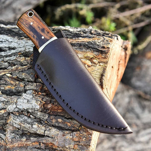 Cuchillo de caza hecho a mano de acero de Damasco con mango de palisandro y hueso, hoja de 6.25 pulgadas con punta caída, cuchillo para desollar. - Product Image 6