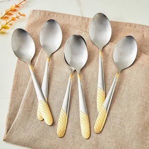 Ensemble de couverts en acier inoxydable argenté avec poignée à motif, vaisselle pour la cuisine - Product Image 4