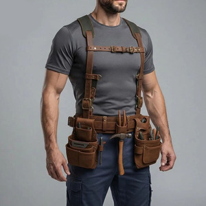 Wholesale Cow Hide <b>Electrician</b> <b>Tool</b> Multiple <b>Pouches</b> Durable Stitching Secure <b>Tool</b> Holders Adjustable Waist Waterproof Alloy - Product Image 1