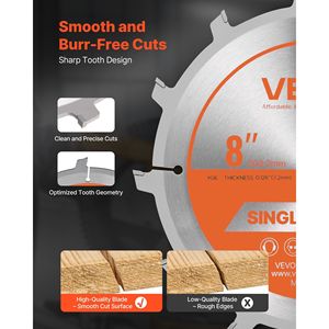 Set di Lame per Scanalatura da 8 Pollici di Diametro, 12 Denti Affilati in Lega, Attacco da 5/8 Pollici, Lama per Finitura Fine - Lama per Scanalatura, Chipper e Shim - Product Image 3