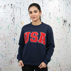 Sudadera Azul Marino de Cuello Redondo, Corte Regular, 100% Algodón, con Letra Estampada en la Parte Delantera, Unisex, Informal, para Otoño, CLUSH SPORTS - Product Image 1