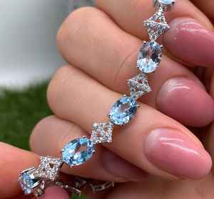 Topacio Azul Cielo Natural, Gema de Lujo Vintage, Certificado IGI, Plata de Ley 925, Joyería Fina Hecha a Mano, Regalo para Mujer, Venta al Por Mayor - Product Image 4