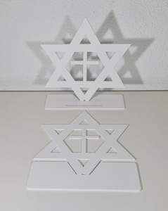 Lampe commémorative Judica, meilleur cadeau souvenir, sculpture de foi moderne pliable, croix, étoile de David, métal blanc, écologique et pliable - Product Image 3