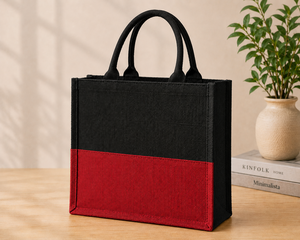 Sac fourre-tout personnalisé en jute bicolore, écologique, réutilisable, pour courses, en toile de jute laminée, pour cadeaux, mariage, exposition, avec poignées en corde - Product Image 1