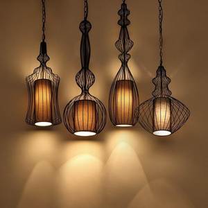 Industrial Geometric Pendant Lights Wood Metal Cage <b>Ceiling</b> Lamp Multi Piece Home <b>Decor</b> - Product Image 6