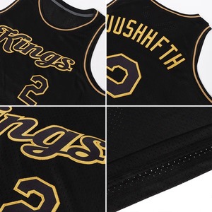 Camiseta de Baloncesto Retro Personalizada Negra con Detalles en Oro Viejo, Uniforme Deportivo Universitario de Malla Sublimada Premium - Product Image 5