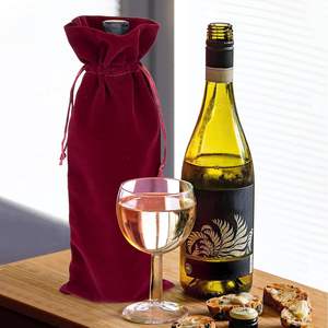 2025 12 pièces 6.3X15 pouces sacs d'emballage en velours pour bouteilles de vin 750ml cordon accessoires de fête de mariage rabat poignée d'étanchéité - Product Image 1