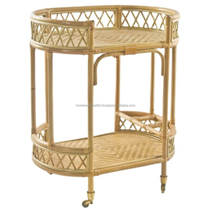 Sustainable Handmade Rattan <b>Trolley</b> Decorative Multipurpose <b>Storage</b> Cart Wholesale Durable Lightweight from Vietnam - Product Image 1