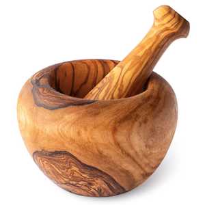 Juego de Mortero y Pilón de Madera, Molinillo de Especias de Madera Rayada, Triturador de Hierbas de Perfil Bajo, Tazón Manual para Moler Alimentos, Herramienta de Cocina - Product Image 4