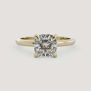 Bague solitaire en diamant de laboratoire taille coussin 2 carats, or massif 14K 18K, bague de fiançailles minimaliste, alliance de mariage moderne et luxueuse - Product Image 1