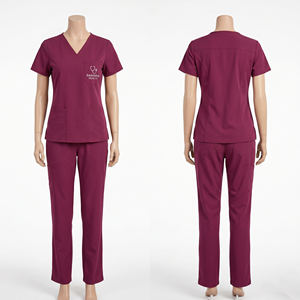 Uniforme Médico de Alta Calidad, 190 GSM, Poliéster y Spandex, Color Negro, con Logotipo Personalizado por Transferencia Térmica - Product Image 2