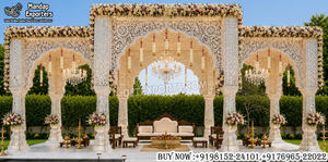 Pavillon de mariage Destination Fusion / Mandap pour mariages à thème, Gazebo élégant avec décorations Jaali pour mariages en destination - Product Image 5