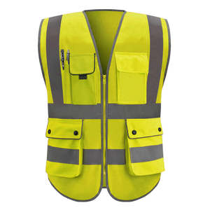Chalecos de Seguridad Reflectantes de Alta Visibilidad, 8 Bolsillos, Cierre Frontal, Unisex, Ropa de Trabajo de Poliéster - Product Image 5