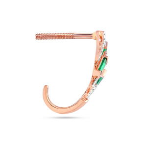 Boucles d'oreilles géométriques en diamant vert cascade or rose - Product Image 3