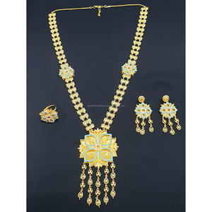 Conjunto de collar largo chapado en oro de 24 quilates colección árabe recién llegado joyería fina para bodas - Product Image 3