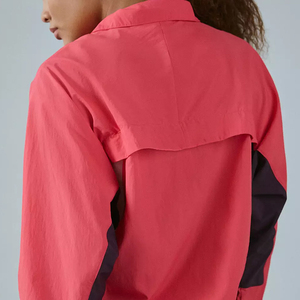 Veste safari rose fine à col zippé réfléchissant avec capuche, design color block, respirante, en nylon, style sportif, longueur standard, pour homme - Product Image 3