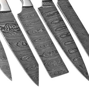 Ensemble de couteaux utilitaires en acier Damas de haute qualité, manche en bois, bouton poussoir, écologique, très tranchant, antidérapant, style industriel - Product Image 3