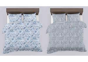 RTS Modern Style Full Size <b>Bed</b> <b>Sheet</b> Set Microfiber <b>Floral</b> Printed Blue Paisley Pattern Cotton Filled Eco-Friendly 100TC - Product Image 3
