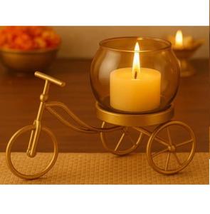 Portavelas Metálico con Acabado Dorado y Grabado a Mano, Decoración para Bodas y Hogar, Portavelas Votivo - Product Image 3