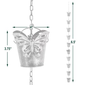 Chaîne de pluie décorative en forme de papillon pour jardin, cascade d'eau, chaîne suspendue pour extérieur, pour maison, patio et balcon - Product Image 6