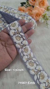 Embroidered Lace Trim 1.5 Inch Floral Border Ribbon <b>for</b> Garments Dresses Saree Craft Decoration - Product Image 3