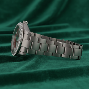 Montre de luxe pour femme avec cadran rouge et lunette sertie de diamants, en acier inoxydable, bijou tendance, cadeau d'anniversaire - Product Image 4