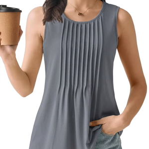 Ostriya Intl Summer Slim Fit Breathable Knitted Women's Tank Top Solid 100% Polyester Comfortable 3D Casual Wear Tank Top - Product Image 1