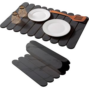 Grandi Tappetini Asciugapiatti in Pietra Grigia da 24x16 Pollici, Super Assorbenti, Ecologici, in Diatomite, Asciugamani da Cucina Pieghevoli ad Asciugatura Rapida - Product Image 1