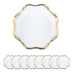 Classic Navy Blue Charger <b>Plate</b> with Gold Inlay Design Round <b>Ceramic</b> Dinnerware for Party Use - Product Image 6