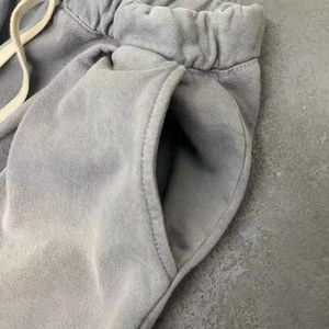 Pantalones de chándal para hombre de algodón grueso con lavado ácido, estilo jogger de felpa francesa, holgados de pierna ancha, vintage, efecto desgastado por el sol, estilo streetwear - Product Image 5