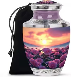 Urna Funeraria de Aluminio con Diseño Duradero de Colibrí Dorado para Cenizas Humanas con Bolsa de Terciopelo Negro - Product Image 4