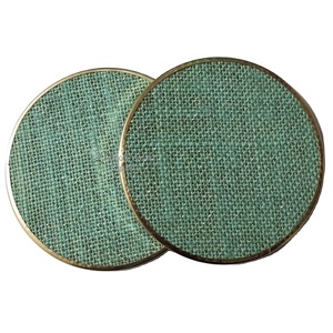 Posavasos de yute turquesa coloridos Diseño moderno hecho a mano Bordes de latón Posavasos tejidos Set de fibra natural para cada ocasión - Product Image 1