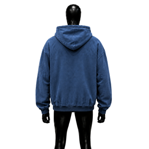 Ropa Urbana Informal de Otoño, Oversize, Azul Lavado, de Algodón French Terry, con Logotipo Cruzado Estampado, Estilo Urbano Atrevido y a la Moda - Product Image 2