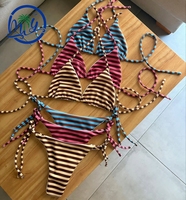 MLY OEM Service Bulk Custom Luxe Pailletten Driehoek Bikini Hoge Taille 2-delig Set Paisley Print Voorkant Logo Dames Zwemkleding