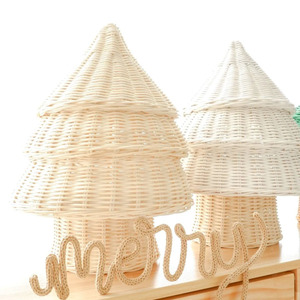 Beautiful white rattan xmas ornaments christmas tree small <b>pine</b> trees table display decoration - Product Image 3