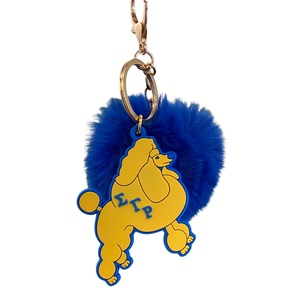 Sigma Gamma Rho Poodle Keychain Fur Pom Pom Keyring Women Greek Letter <b>Bag</b> Charm Stylish Accessory - Product Image 1