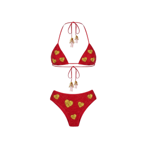 Prêt à expédier Nouvelle Arrivée Ensemble Bikini 2 Pièces Bleu Perlé Halter à Lacets avec Motif Coquillage et Palmier pour Femme Tenue de Plage - Product Image 4