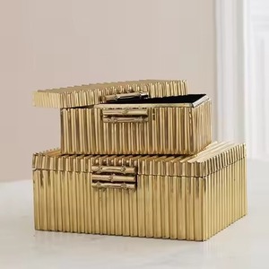 Elegant Metal & Glass Jewelry <b>Box</b> Decorative <b>Trinket</b> Organizer for Rings Earrings Necklace Bracelet Vanity Dresser Display - Product Image 2