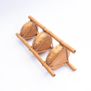 Étagère ronde en bambou à 3 niveaux - Rangement multifonctionnel - Panier en bambou tissé à la main pour la décoration - Product Image 4