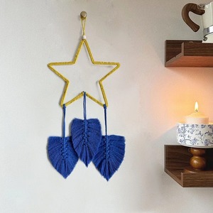 งานฝีมือรูปดาวพร้อมใบไม้ห้อยประดับผนังแบบมาคราเม่ สำหรับตกแต่งห้องเด็ก ห้องเรียน และตกแต่งภายในอย่างสร้างสรรค์ - Product Image 5