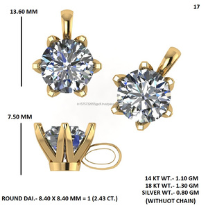 Lab Grown Diamond <b>Pendant</b> Necklace Round Solitaire <b>Gold</b> Plated 14K <b>Solid</b> <b>Gold</b> Luxury Jewelry for Women Gift Party - Product Image 5