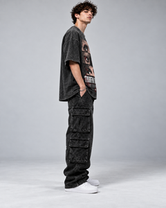 T-shirt noir surdimensionné Thorfin Industry pour homme avec imprimé photo d'œil, style streetwear, manches courtes, col rond, en coton, prix de gros - Product Image 4