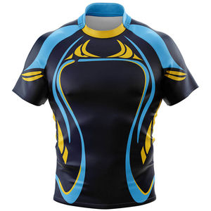 Tenues de rugby personnalisées de haute qualité en sublimation bleue, uniformes de sport pour hommes, maillots de rugby, service OEM ODM personnalisé - Product Image 3