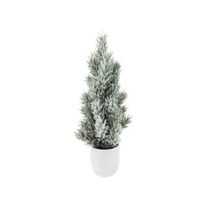 Classic PE Green Frost Silver Wholesale Artificial Christmas Tree Multi Finishing In White Ceramic Pot Office School