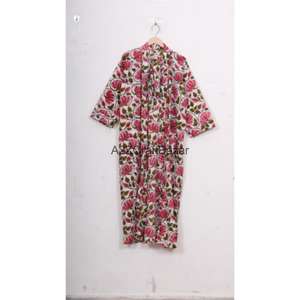 Bata Kimono 100% Algodón con Estampado Floral, Transpirable y Romántica, para Mujer, Ropa de Noche de Verano, Túnica de Playa con Logo Trasero - Product Image 2