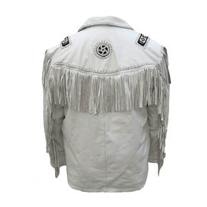 Handmade Genuine <b>Leather</b> Motorcycle <b>Jacket</b> Vintage Western Cowboy Style Breathable Turn-down Collar Zipper Closure - Product Image 1