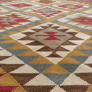 Vintage Kilim Hand Woven 80% <b>Wool</b> 20% Cotton Reversible Pet Friendly Indoor Outdoor Area Rug for Living Room Bedroom Floor - Product Image 4